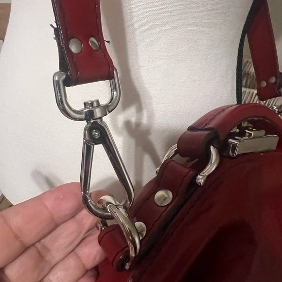 Cécile & Jeanne Paris Red Leather Vintage Doctor Bag Top Handle Crossbody Chic - Picture 4 of 13